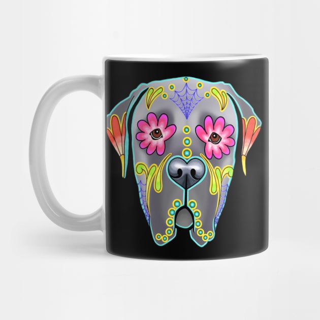 Mastiff in Grey - Day of the Dead Sugar Skull Dog by prettyinink